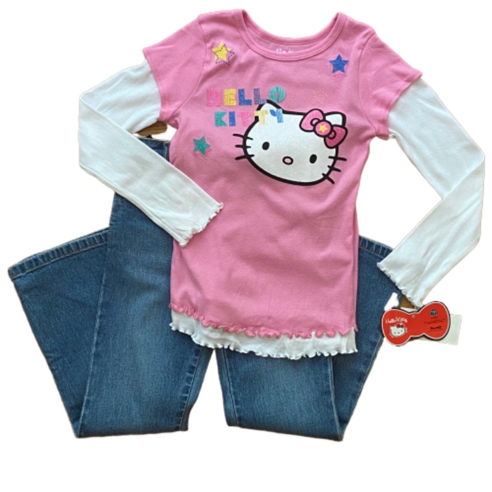 GIRLS CHILDRENS PLACE HELLO KITTY PANTS SET 6X 7